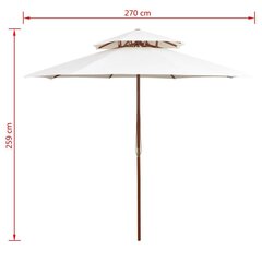 Зонтик от солнца, 270 x 270 см, деревянный каркас, беловатый цена и информация | Зонты, маркизы, стойки | 220.lv