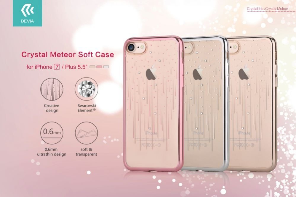 Aizsargvāciņš DEVIA Apple iPhone 7 Crystal Meteor soft case, melns cena un informācija | Telefonu vāciņi, maciņi | 220.lv