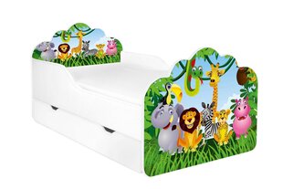Детская кровать с матрасом и ящиком для постельного белья POLA 1, 140x70 см цена и информация | Детские кровати | 220.lv