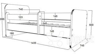 Детская кровать с матрасом и ящиком для постельного белья POLA 65, 140x70 см цена и информация | Детские кровати | 220.lv