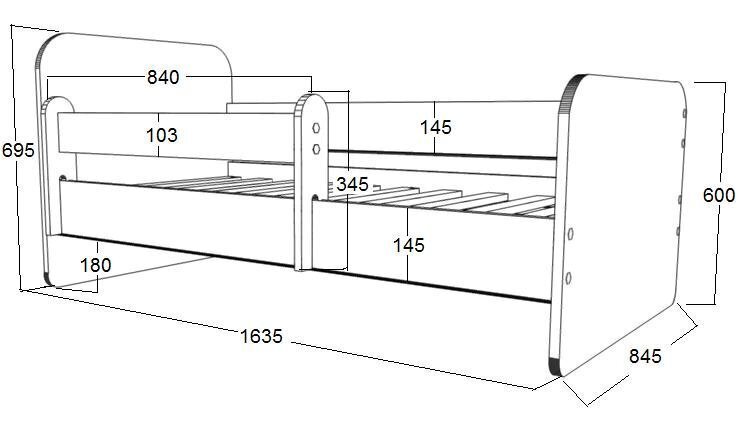 Gulta ar matraci un veļas kasti POLA 10, 160x80 cm cena un informācija | Bērnu gultas | 220.lv