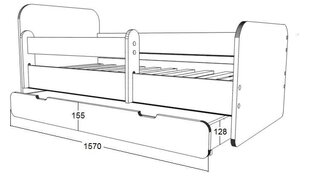 Детская кровать с матрасом и ящиком для постельного белья POLA 26, 160x80 см цена и информация | Детские кровати | 220.lv