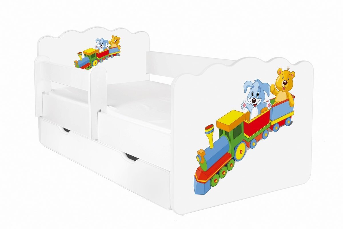 Gulta ar matraci, veļas kasti un noņemamu aizsargmalu Alex 19, 140x70 cm цена и информация | Bērnu gultas | 220.lv