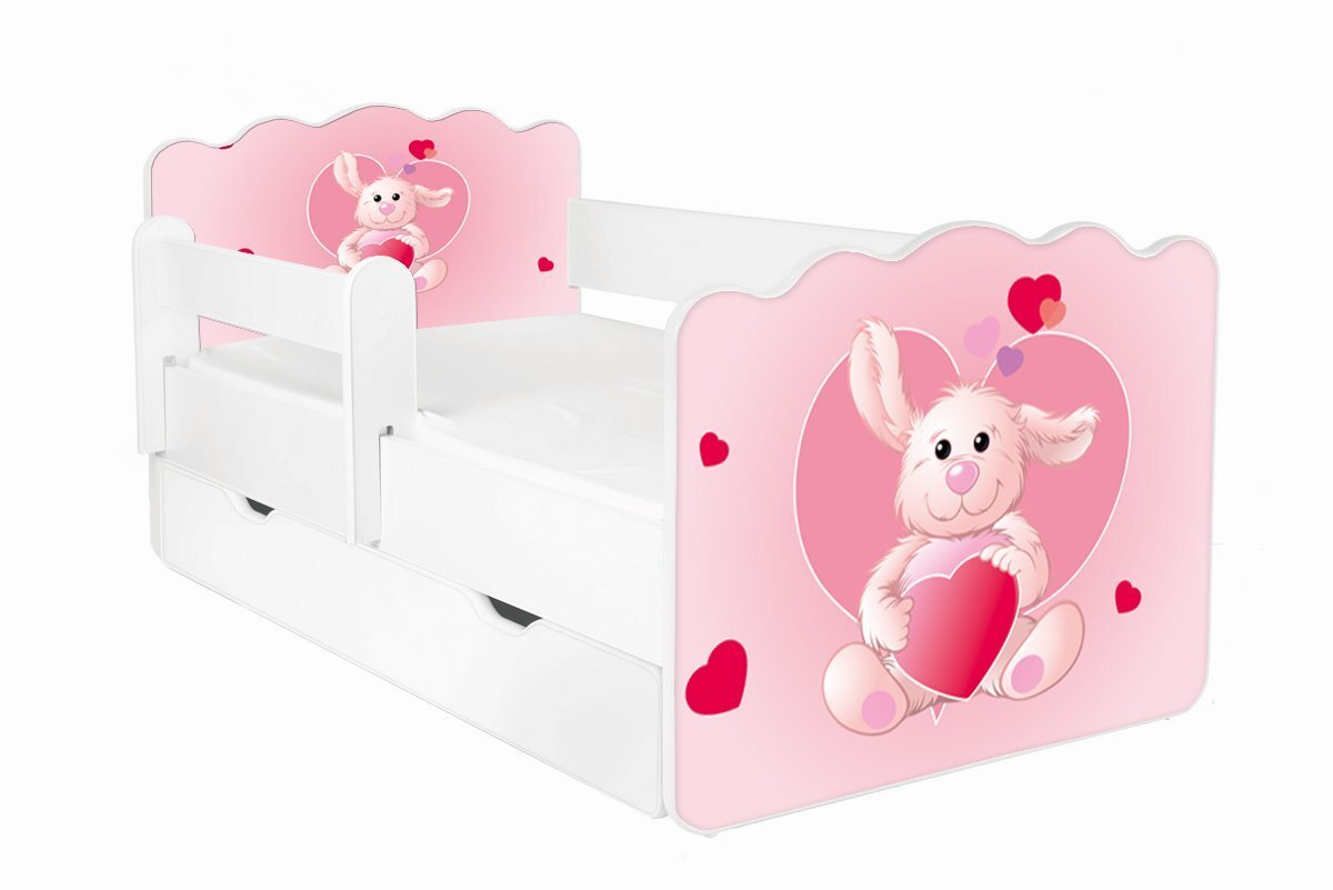 Gulta ar matraci, veļas kasti un noņemamu aizsargmalu Alex 30, 140x70 cm cena un informācija | Bērnu gultas | 220.lv