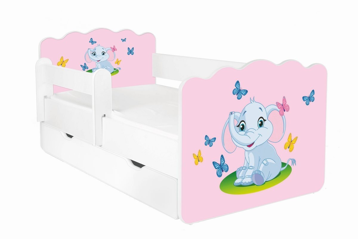 Gulta ar matraci, veļas kasti un noņemamu aizsargmalu Alex 39, 140x70 cm cena un informācija | Bērnu gultas | 220.lv