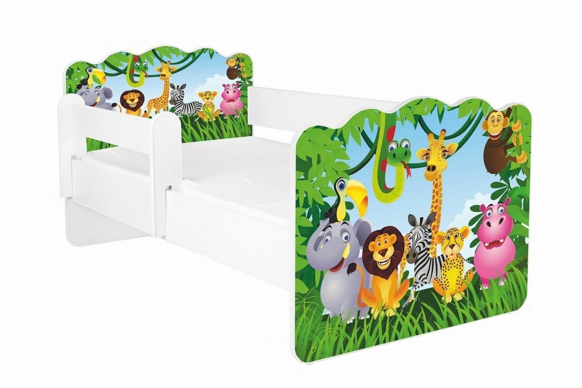 Gulta ar matraci un noņemamu aizsargmalu ALEX 1, 140x70 cm цена и информация | Bērnu gultas | 220.lv
