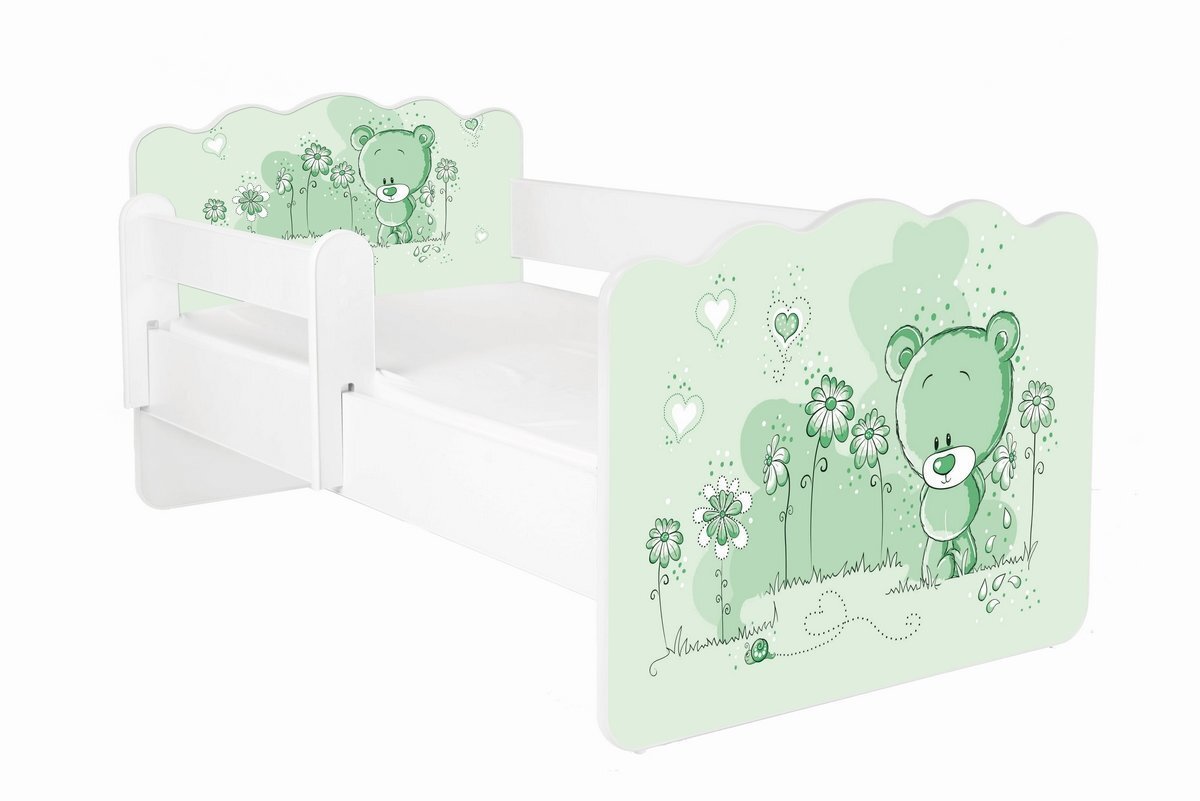 Gulta ar matraci un noņemamu aizsargmalu ALEX 18, 140x70 cm цена и информация | Bērnu gultas | 220.lv