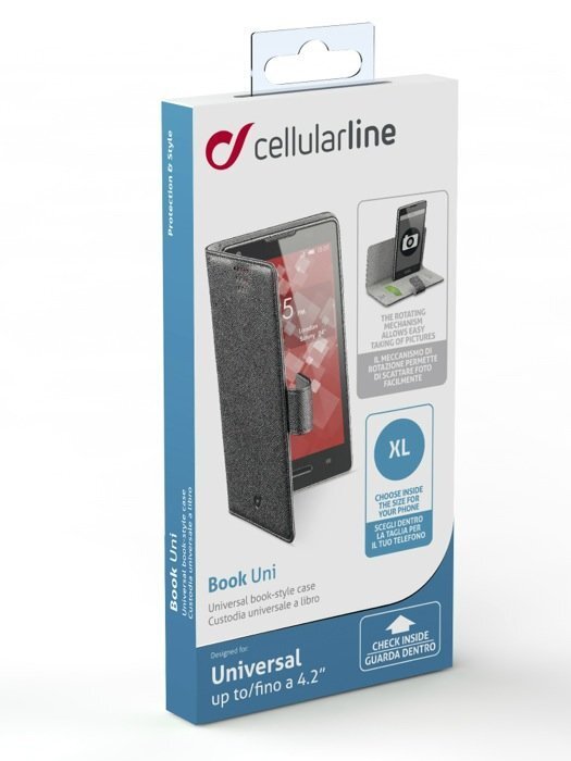 Cellular Universal Book case XL up to 4.2" melns cena un informācija | Telefonu vāciņi, maciņi | 220.lv