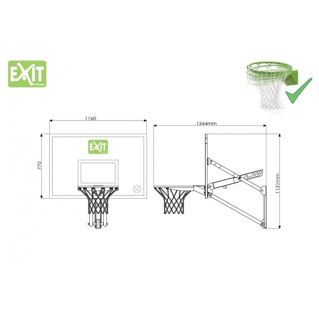 Basketbola vairogs ar atsperīgu grozu Exit Galaxy, 77x116x4 cm цена и информация | Citi basketbola aksesuāri | 220.lv