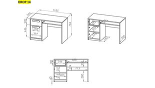Datorgalds Drop 14, baltā/pelēkā/ozola krāsā цена и информация | Компьютерные, письменные столы | 220.lv