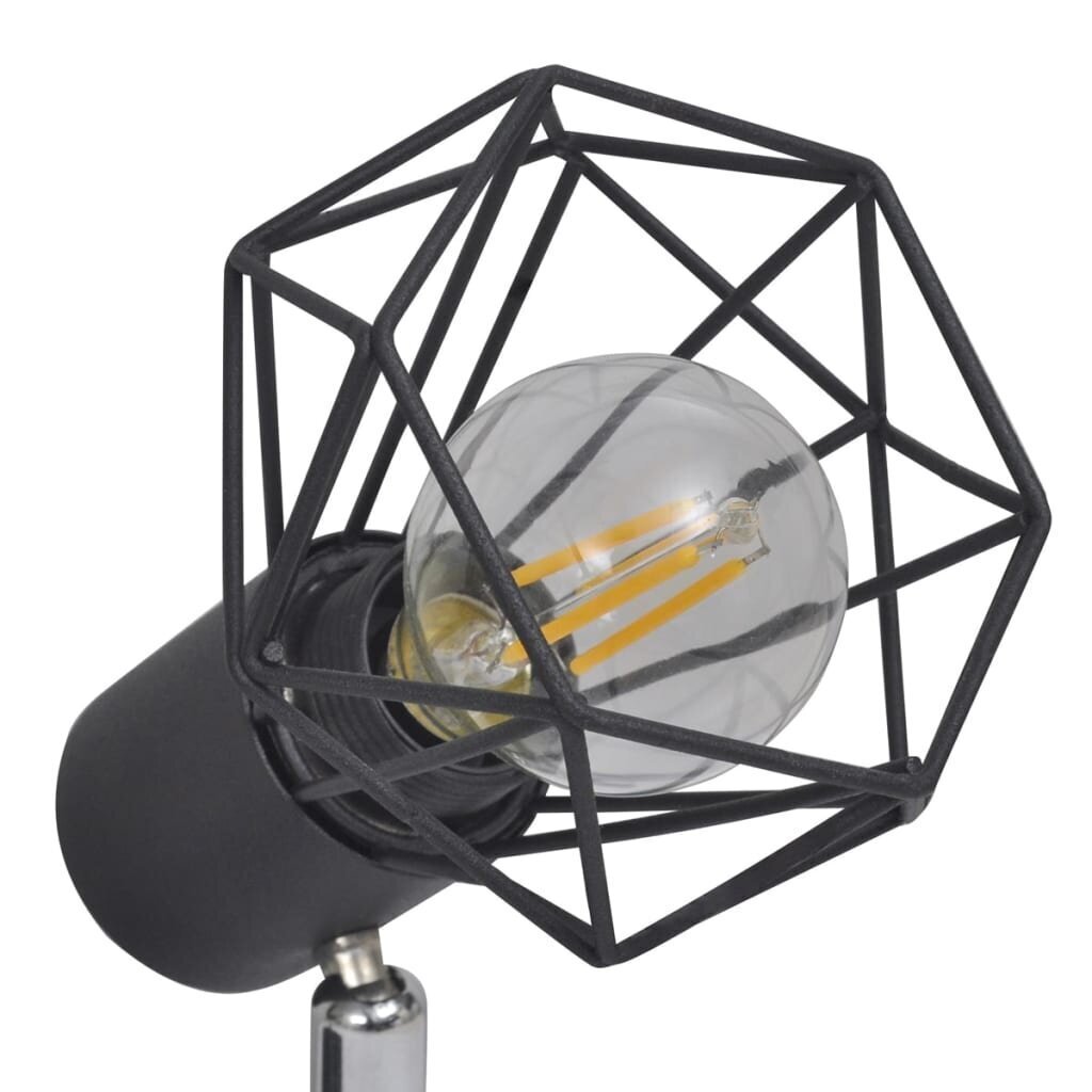 Melna lampa ar 2 LED kvēlspuldzēm ģeometriskos ietvaros cena un informācija | Griestu lampas | 220.lv