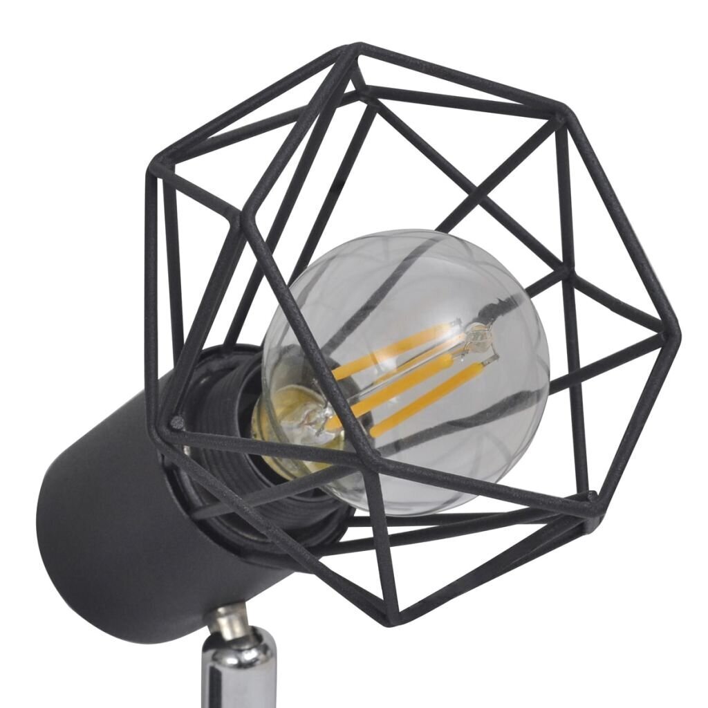 Melna lampa ar 4 LED kvēlspuldzēm ģeometriskos ietvaros cena un informācija | Griestu lampas | 220.lv