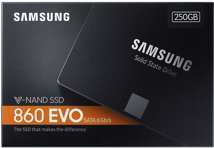 Samsung 860 EVO 250GB SATA3 (MZ-76E250B/EU) cena un informācija | Iekšējie cietie diski (HDD, SSD, Hybrid) | 220.lv