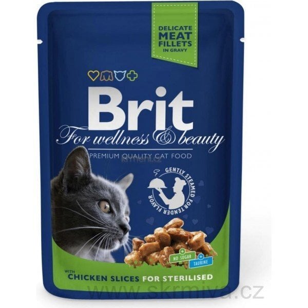 Brit Premium Chicken Slices Sterilised 100g Kaķiem cena un informācija | Konservi kaķiem | 220.lv