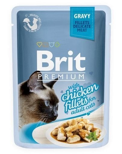 Brit Premium Delicate Fillets In Gravy With Chicken 85g Kaķiem cena un informācija | Konservi kaķiem | 220.lv