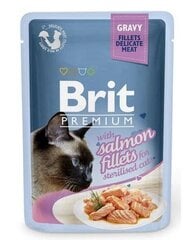 Brit Premium Delicate Fillets In Gravy With Salmon For Sterilised 85g Kaķiem cena un informācija | Konservi kaķiem | 220.lv