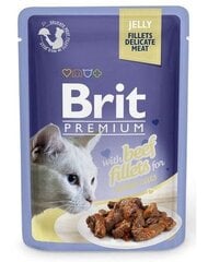 Brit Premium Delicate Fillets In Jelly With Beef 85g Kaķiem cena un informācija | Konservi kaķiem | 220.lv