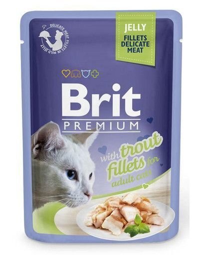 Brit Premium Delicate Fillets In Jelly With Trout 85g Kaķiem cena un informācija | Konservi kaķiem | 220.lv