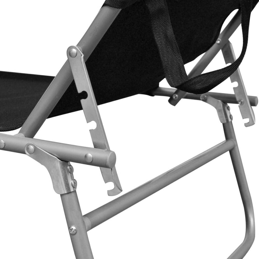 vidaXL saliekams sauļošanās zvilnis ar jumtiņu, tērauds, melns audums cena un informācija | Sauļošanās krēsli | 220.lv