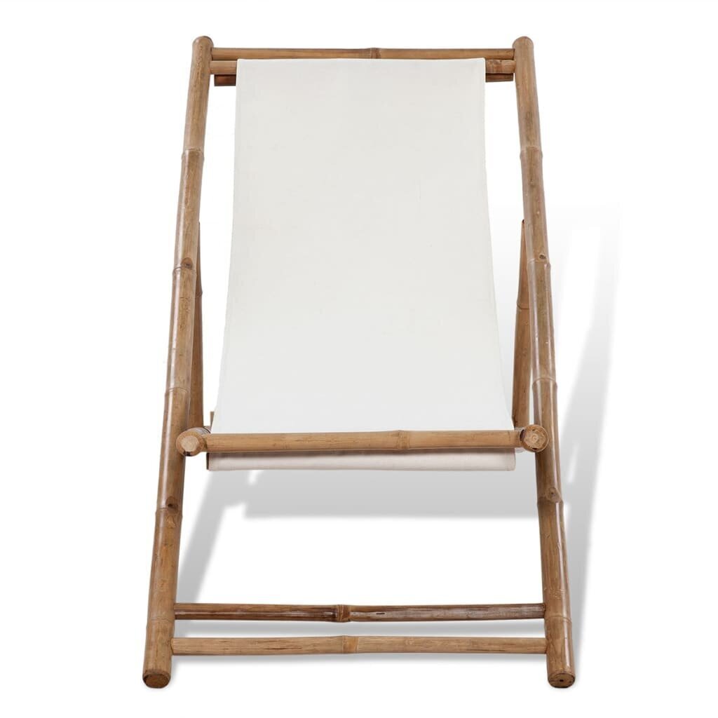 vidaXL pludmales krēsls, bambuss un audekls cena un informācija | Sauļošanās krēsli | 220.lv