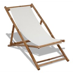 vidaXL pludmales krēsls, bambuss un audekls цена и информация | Шезлонги | 220.lv