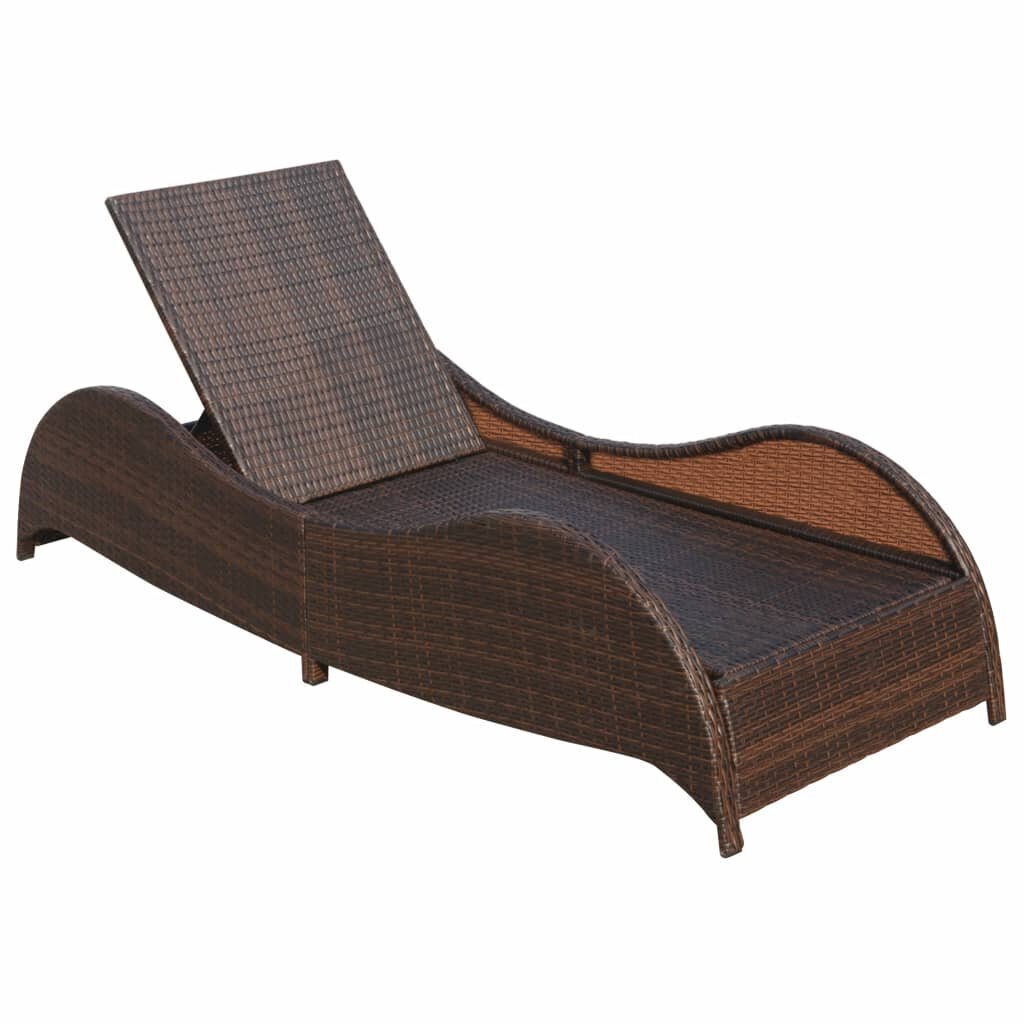 vidaXL sauļošanās zvilnis ar matraci, brūna PE rotangpalma cena un informācija | Sauļošanās krēsli | 220.lv
