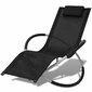 vidaXL sauļošanās zvilnis, ģeometrisks dizains, tērauds, melns, pelēks цена и информация | Sauļošanās krēsli | 220.lv