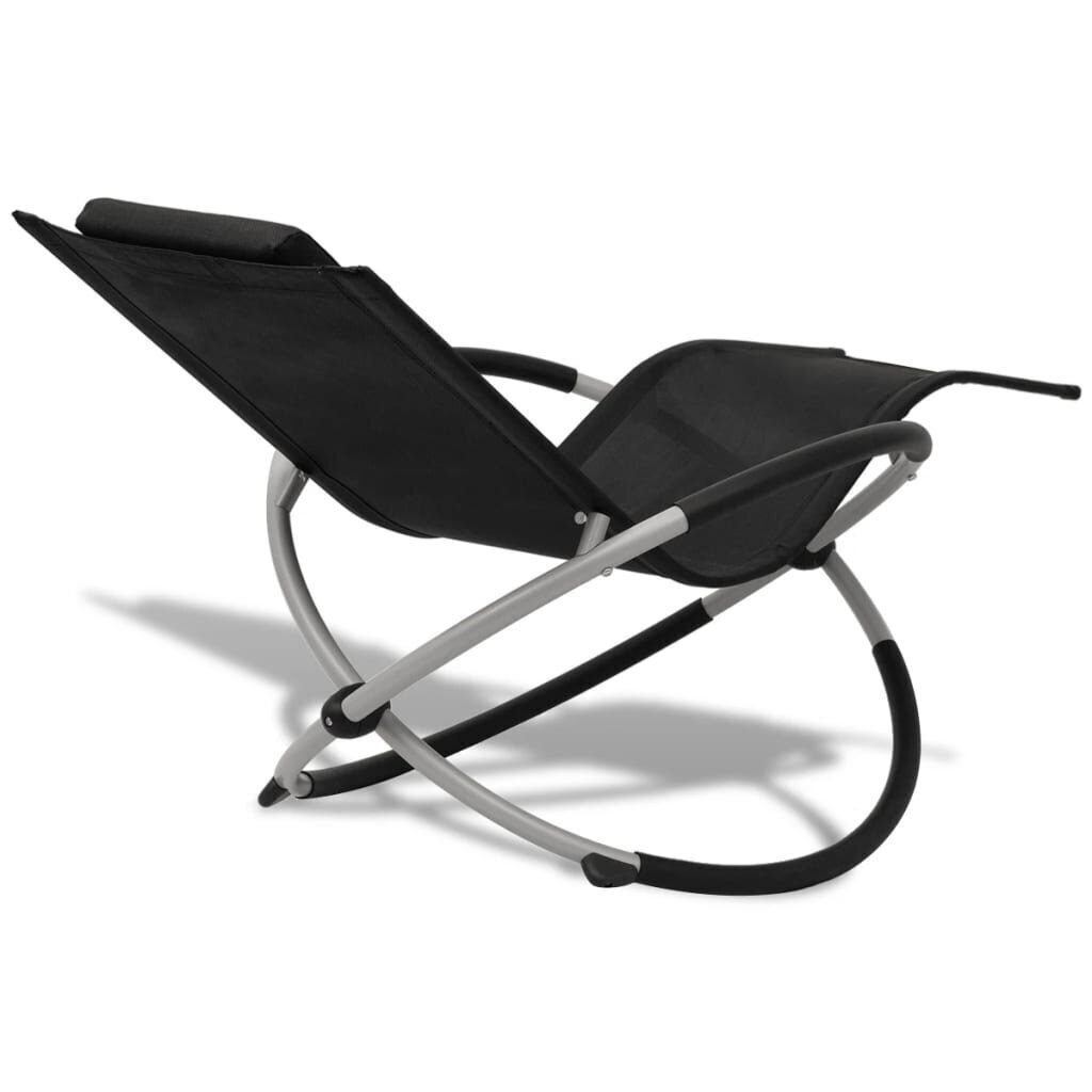 vidaXL sauļošanās zvilnis, ģeometrisks dizains, tērauds, melns, pelēks цена и информация | Sauļošanās krēsli | 220.lv