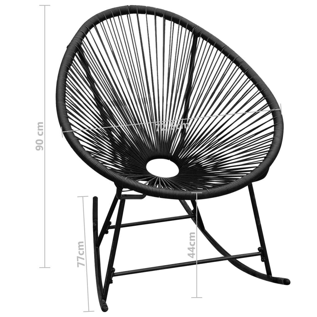 vidaXL dārza šūpuļkrēsls, melns, PE rotangpalma cena un informācija | Dārza krēsli | 220.lv