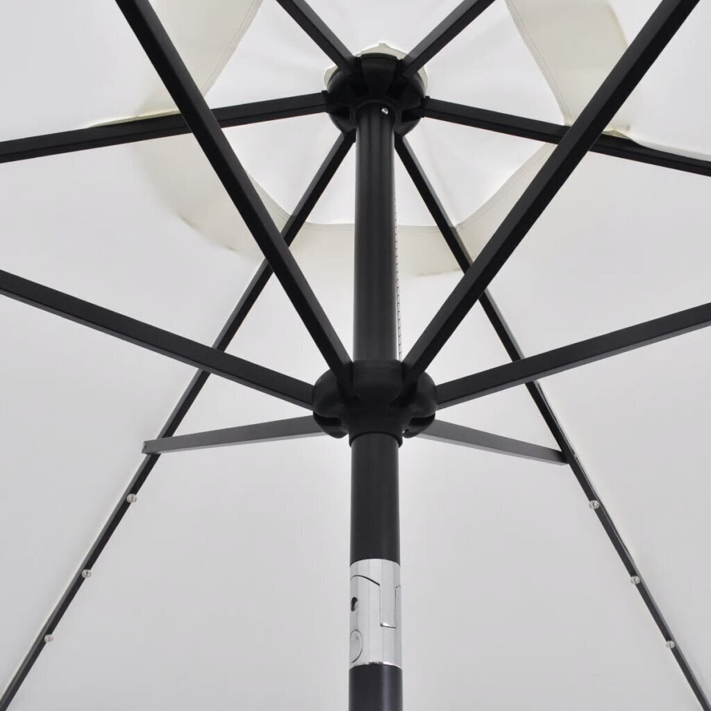 vidaXL LED dārza lietussargs, 3 m, smilšu balts цена и информация | Saulessargi, markīzes un statīvi | 220.lv