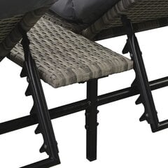 vidaXL divvietīgs sauļošanās zvilnis ar matraci, pelēks PE pinums cena un informācija | Sauļošanās krēsli | 220.lv