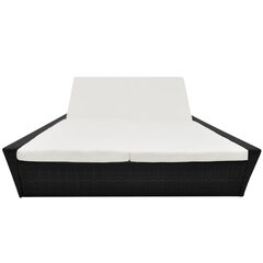 vidaXL dārza atpūtas gulta ar matraci, melna PE rotangpalma цена и информация | Шезлонги | 220.lv
