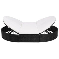 vidaXL dārza atpūtas gulta ar matraci, melna PE rotangpalma cena un informācija | Sauļošanās krēsli | 220.lv