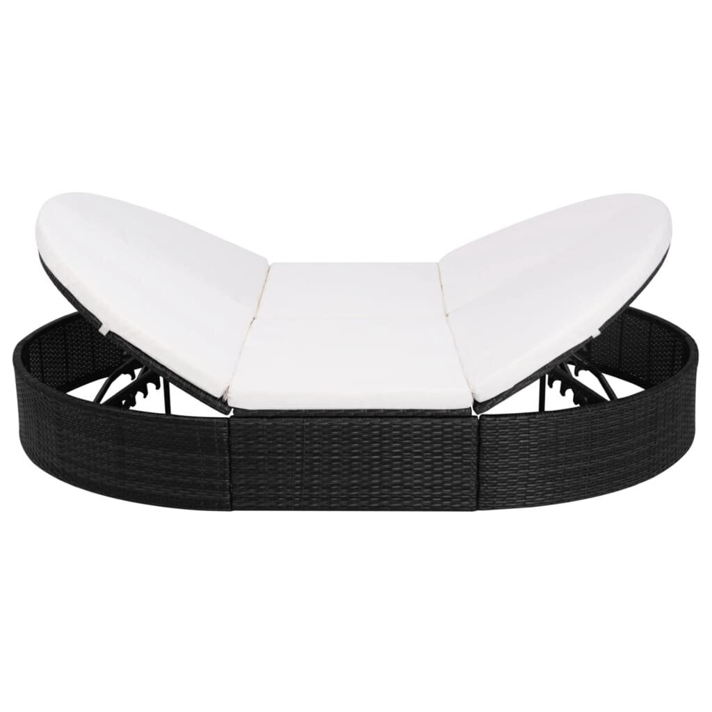vidaXL dārza atpūtas gulta ar matraci, melna PE rotangpalma cena un informācija | Sauļošanās krēsli | 220.lv