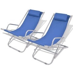 vidaXL atgāžami pludmales krēsli, 2 gab., tērauds, zili цена и информация | Шезлонги | 220.lv