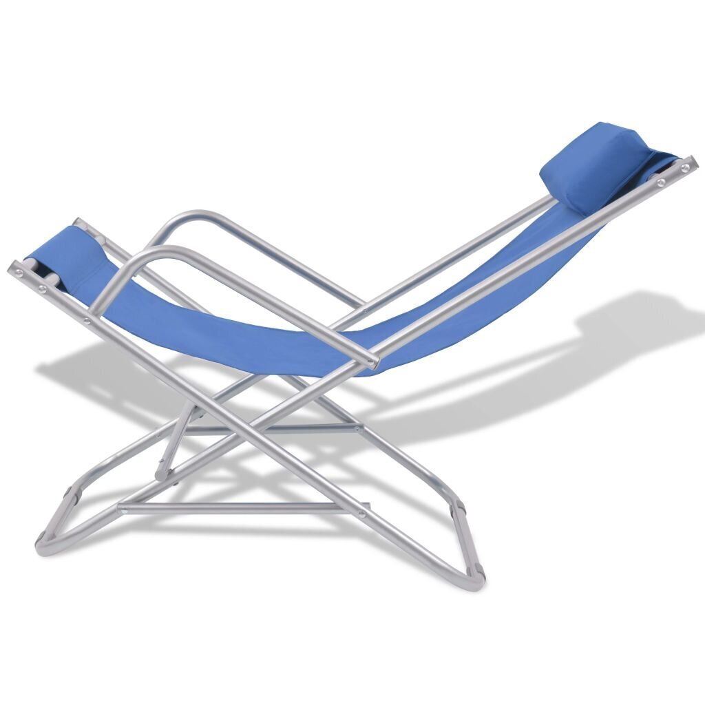vidaXL atgāžami pludmales krēsli, 2 gab., tērauds, zili cena un informācija | Sauļošanās krēsli | 220.lv