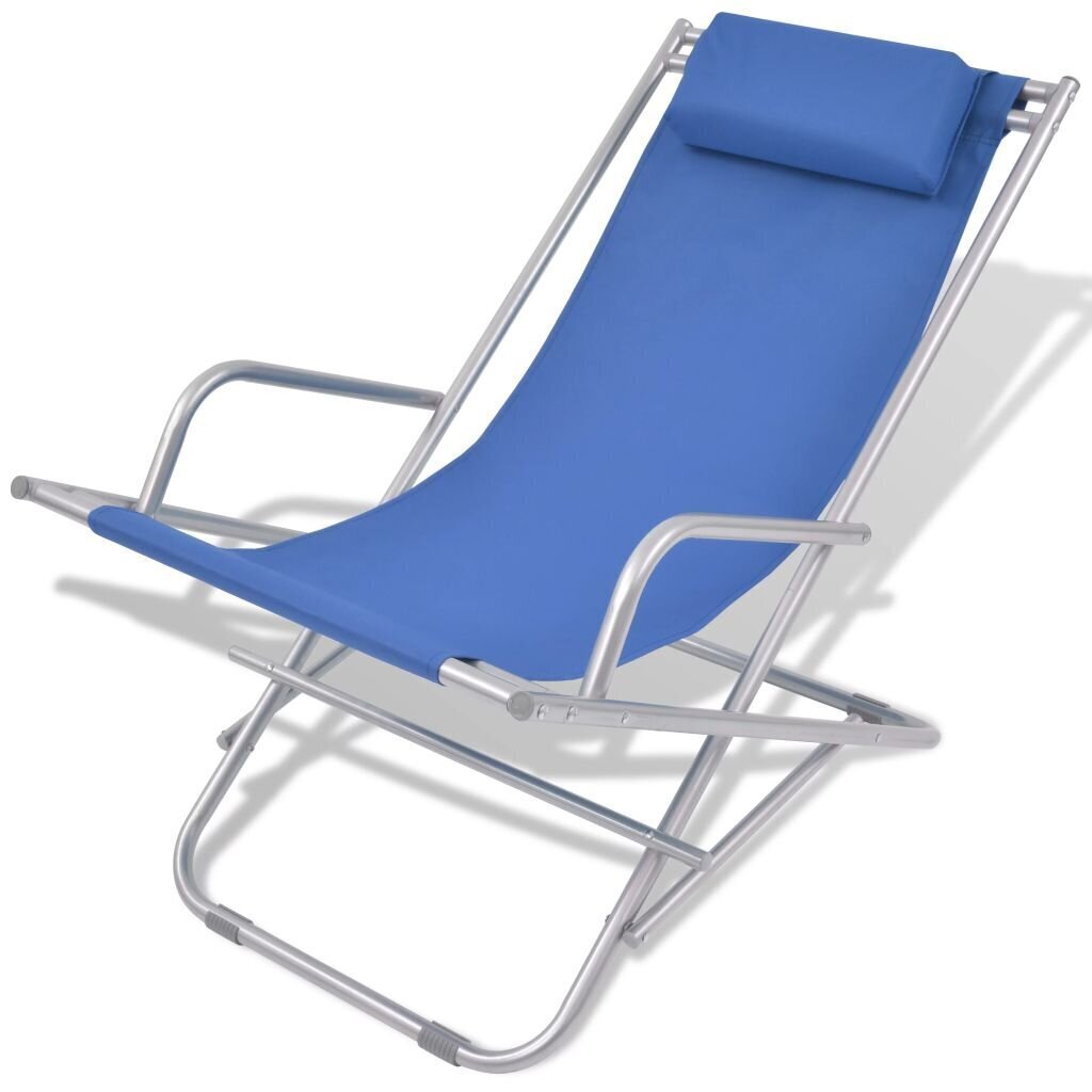 vidaXL atgāžami pludmales krēsli, 2 gab., tērauds, zili цена и информация | Sauļošanās krēsli | 220.lv