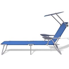 vidaXL sauļošanās zvilnis ar jumtiņu, tērauds, zils cena un informācija | Sauļošanās krēsli | 220.lv