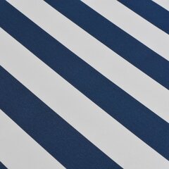 vidaXL manuāli regulējama markīze, 600 cm, zila ar baltu цена и информация | Зонты, маркизы, стойки | 220.lv