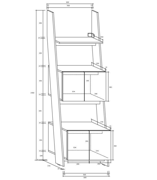 Plaukts Rack 60-2D, balts/melns cena un informācija | Plaukti | 220.lv