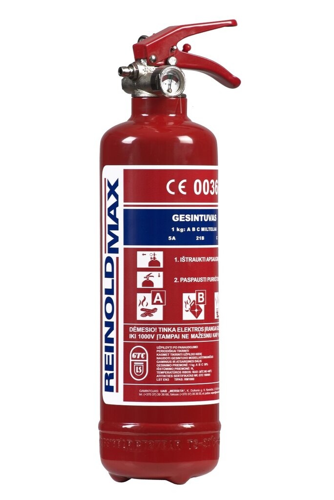 Pulvera ugunsdzēšamais aparāts ReinoldMax, 1kg цена и информация | Ugunsdzēšamie aparāti | 220.lv