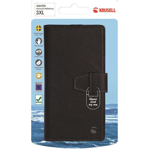 Telefona maciņš - maks Krusell Vargön Wallet Case 3XL Universal, melns цена и информация | Telefonu vāciņi, maciņi | 220.lv