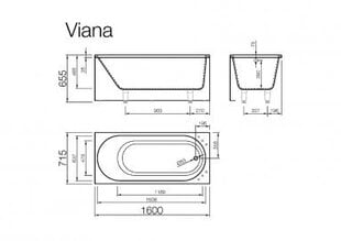Ванна из каменной массы Vispool Viana 160 цена и информация | Для ванны | 220.lv