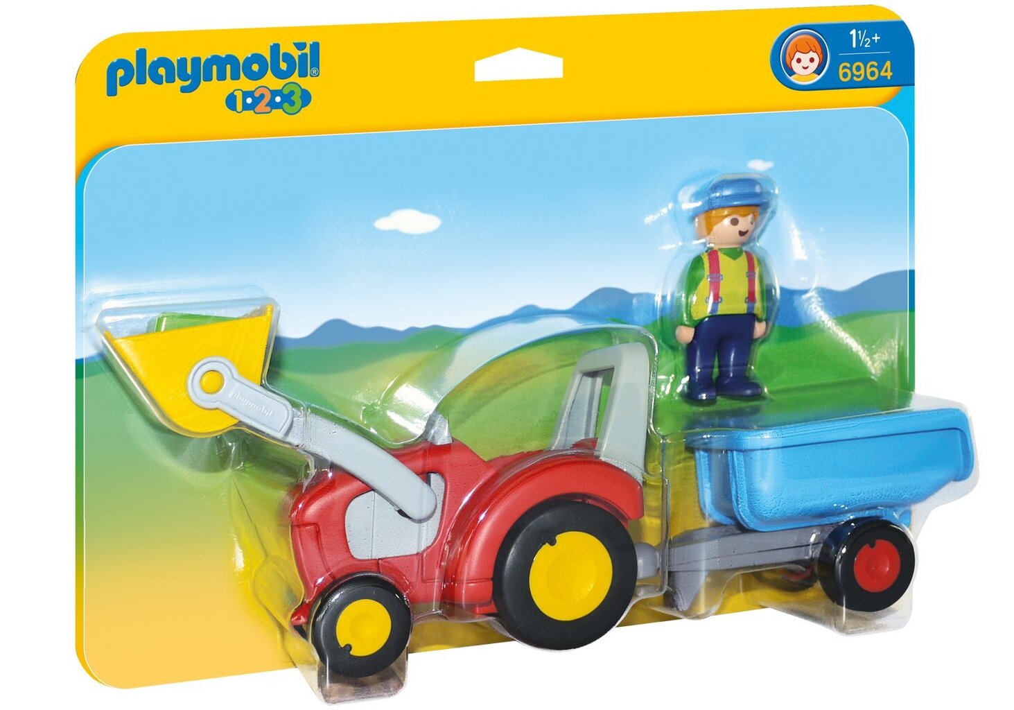 6964 PLAYMOBIL® 1.2.3, Traktors ar kausu un piekabi цена и информация | Konstruktori | 220.lv