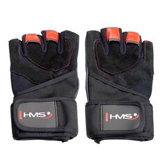 Перчатки для тренировки HMS RST01, черный/красный, размер S цена и информация | Перчатки для йоги, гимнастики, серый цвет | 220.lv
