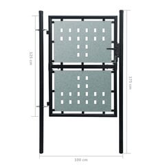 Одностворчатые ворота, черные, 100x175 см цена и информация | Заборы и принадлежности к ним | 220.lv