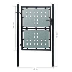 Одностворчатые ворота, черные, 100x200 см цена и информация | Заборы и принадлежности к ним | 220.lv