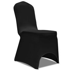 vidaXL krēslu pārvalki, 4 gab., elastīgi, melni cena un informācija | Mēbeļu pārvalki | 220.lv