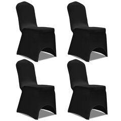 vidaXL krēslu pārvalki, 4 gab., elastīgi, melni cena un informācija | Mēbeļu pārvalki | 220.lv