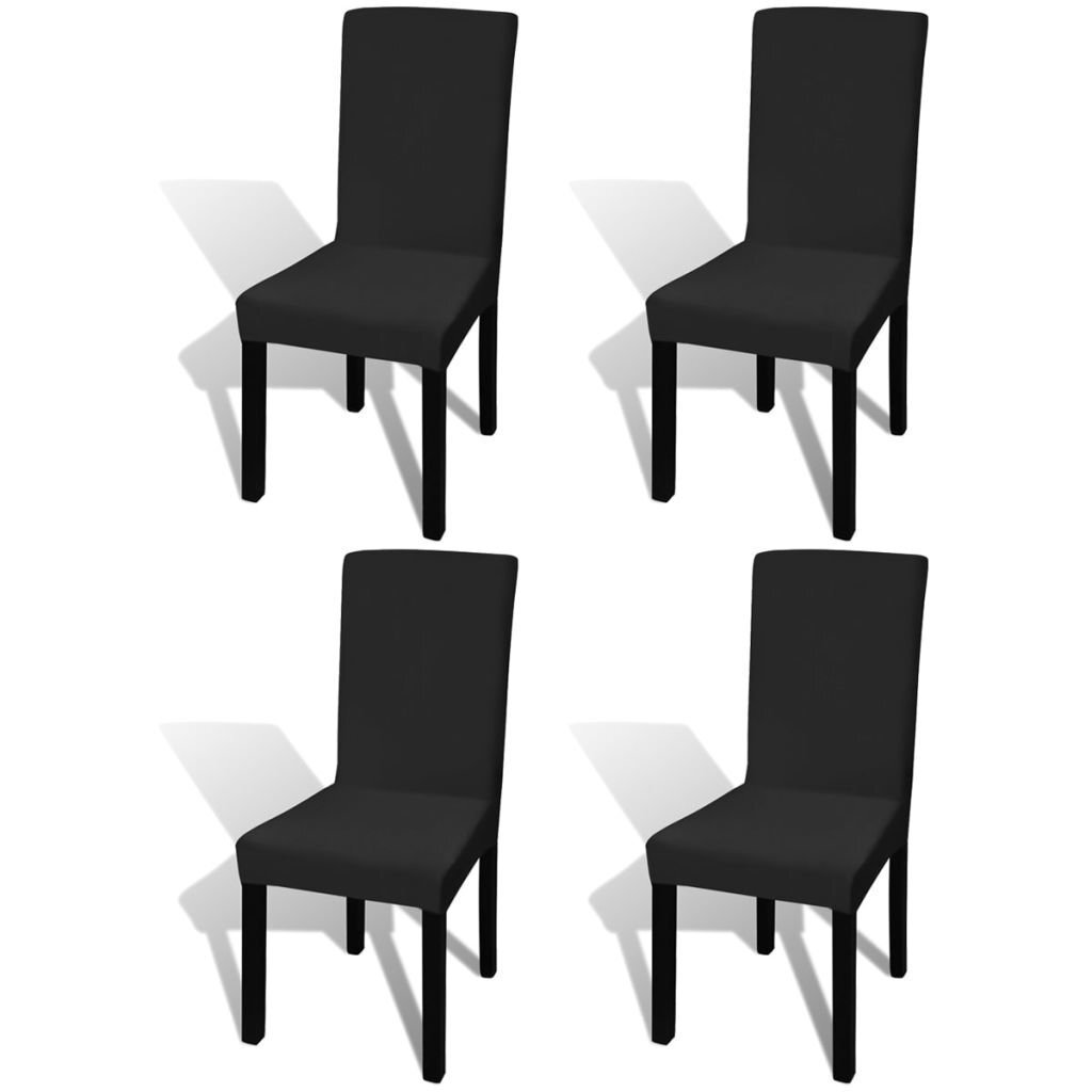 vidaXL krēslu pārvalki, 4 gab., elastīgi, melni цена и информация | Mēbeļu pārvalki | 220.lv